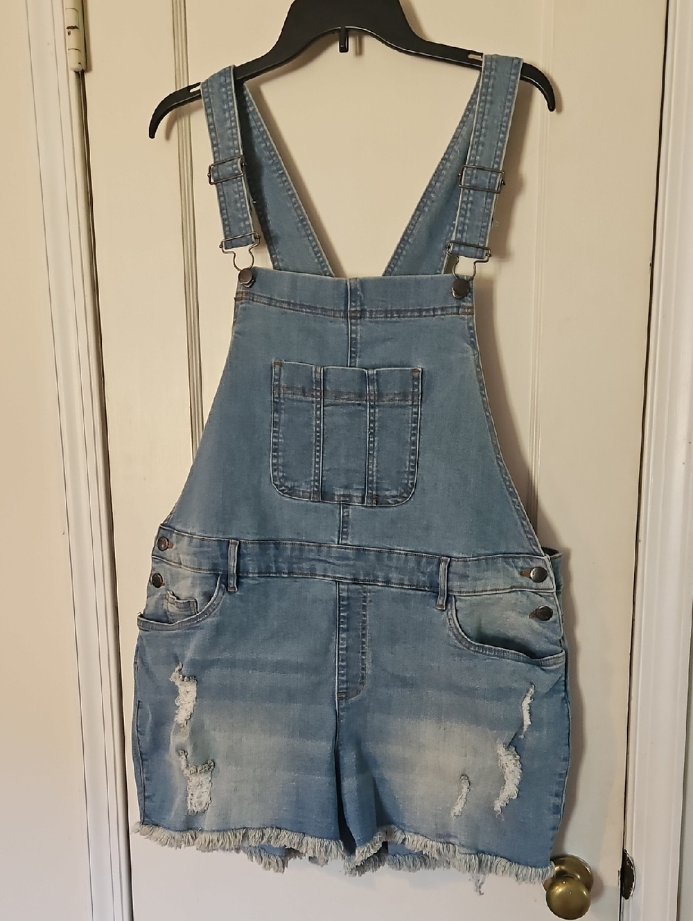 VENUS Classic Distressed Blue Denim Overalls